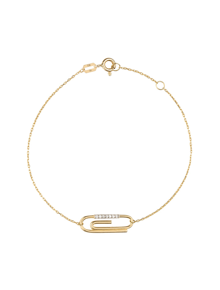 18K GOLD SPARKLING PAPER CLIP BRACELET