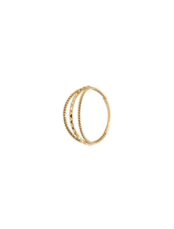 18K GOLD TWIST & STUDS RING