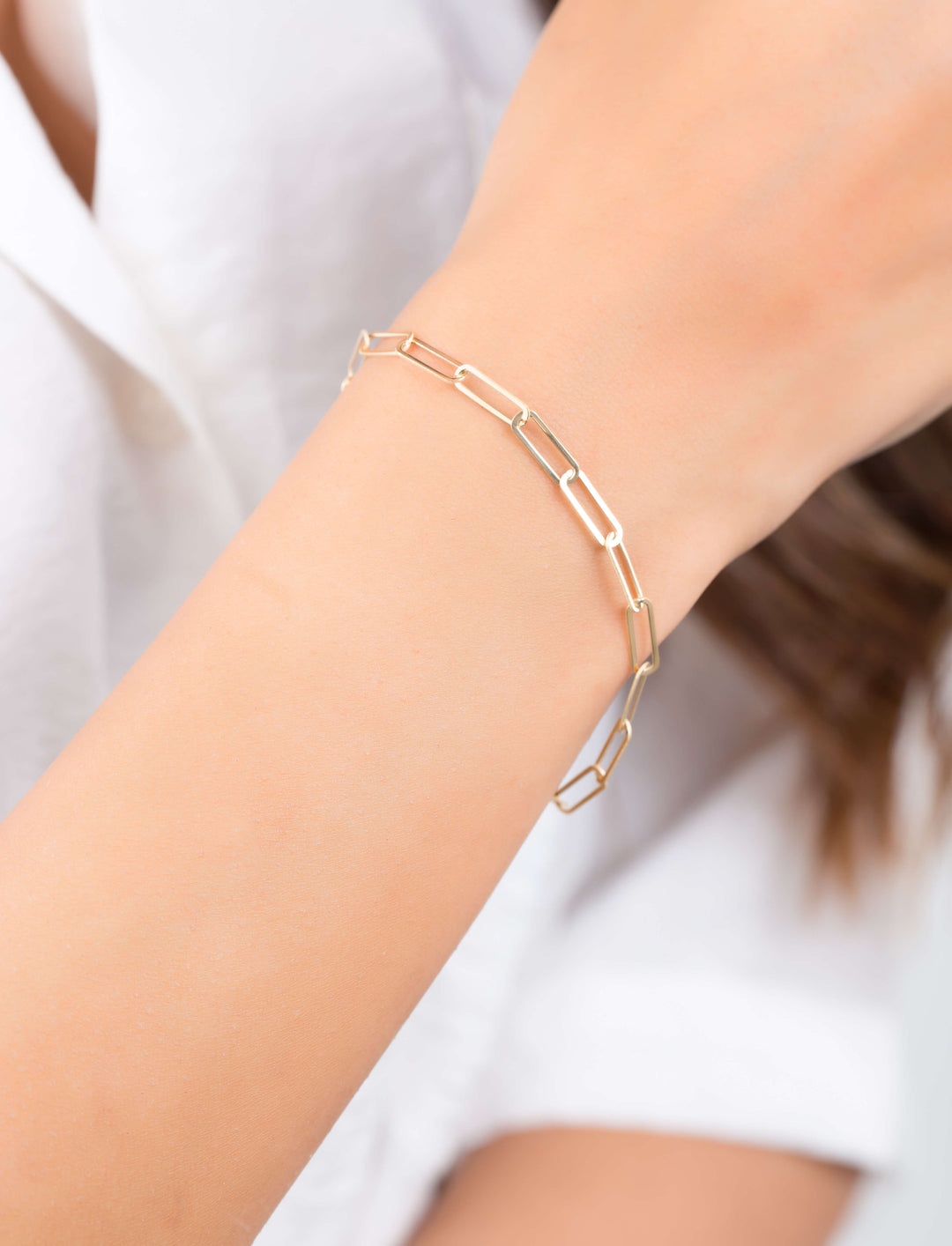 18K GOLD PLAIN PAPER CLIP BRACELET