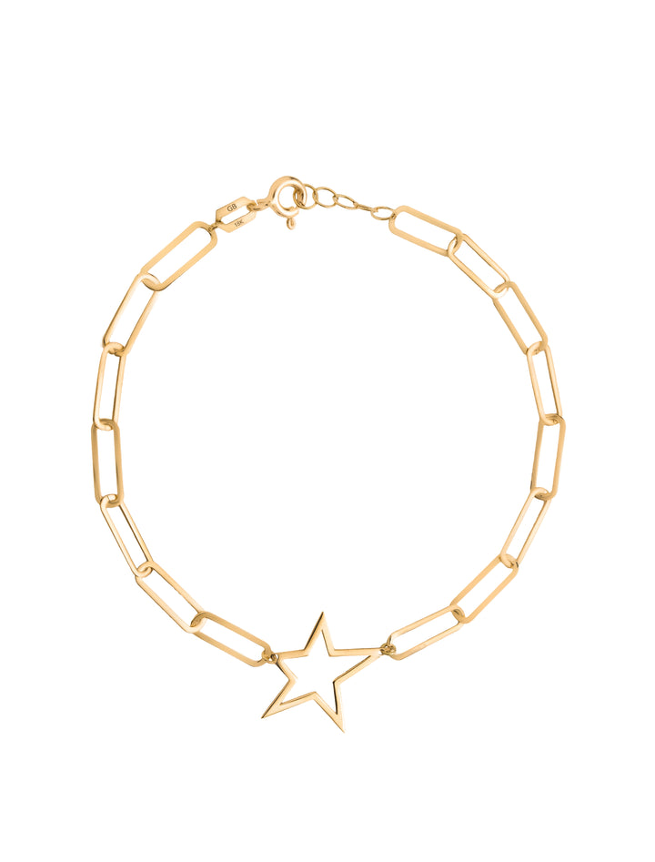 18K GOLD PAPER CLIP STAR BRACELET