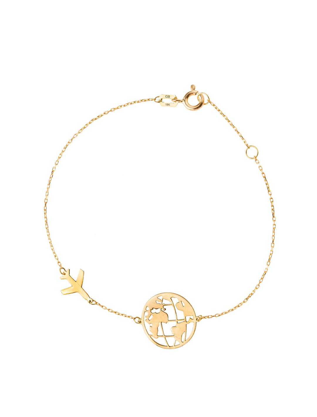 18K GOLD PLANE AND GLOBE BRACELET