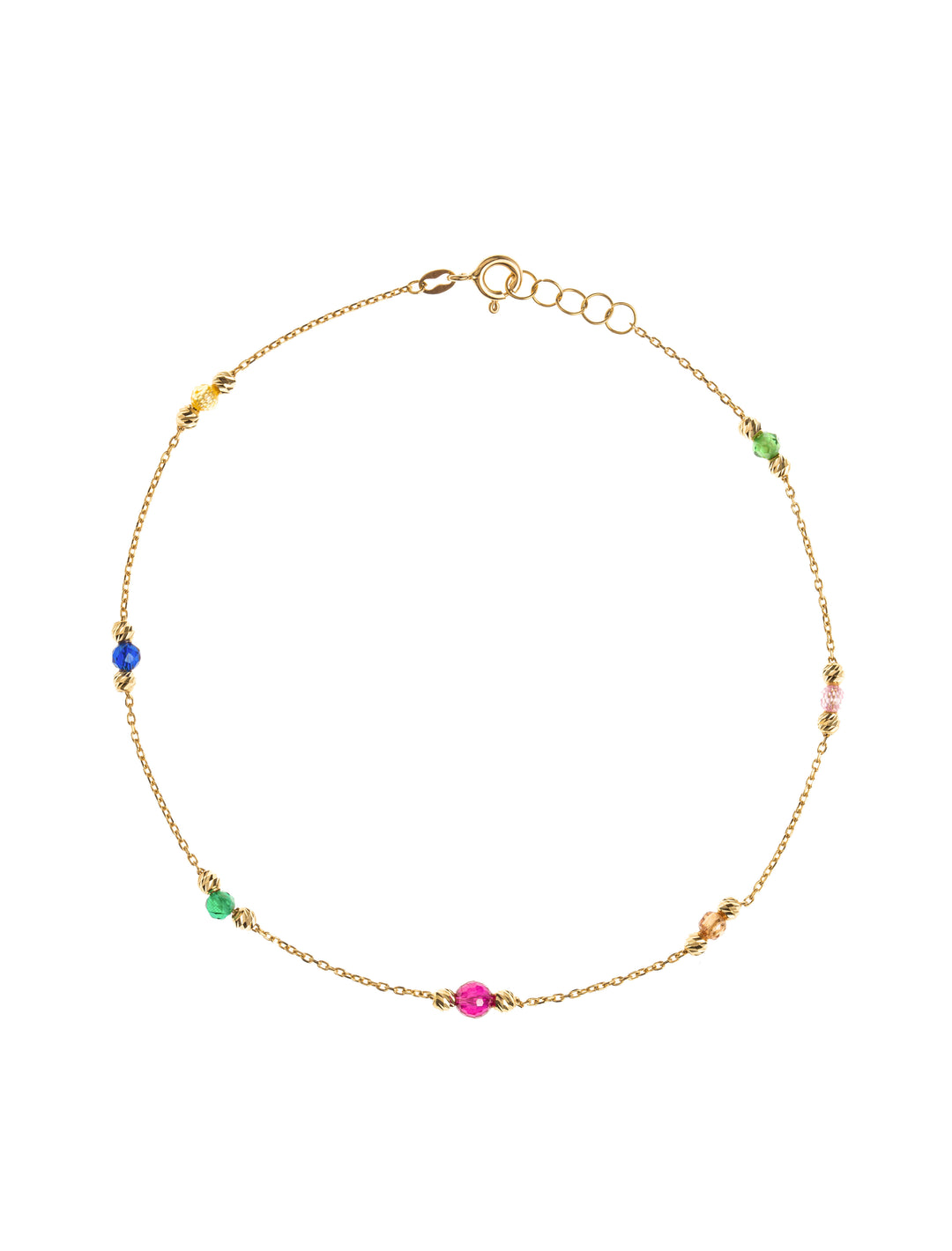 18K GOLD MULTI-COLOR BEADS ANKLET