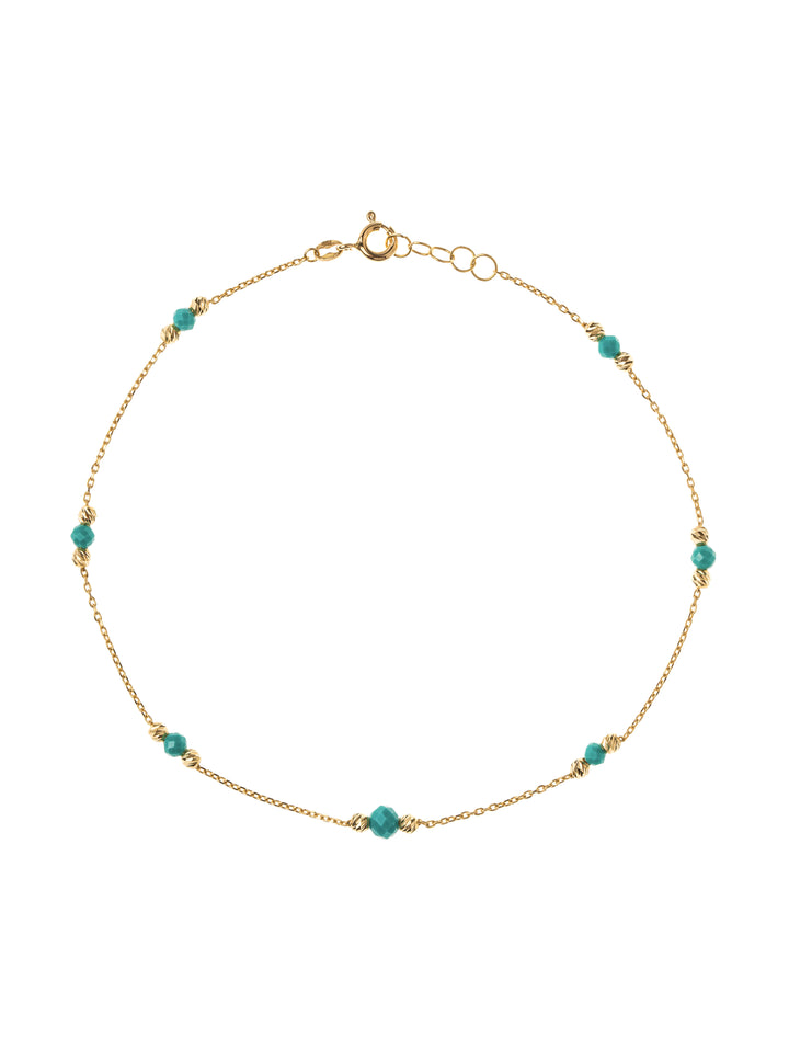 18K GOLD TURQUOISE BEADS ANKLET