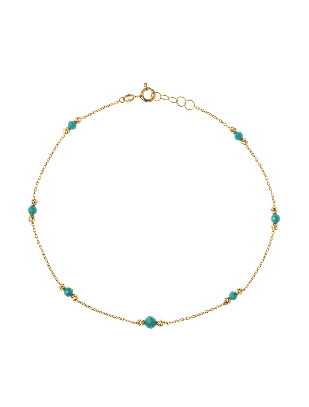 18K GOLD TURQUOISE BEADS ANKLET