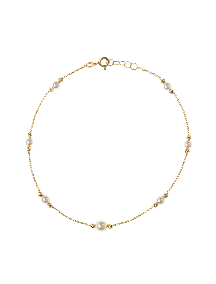 18K GOLD SYNTHETIC PEARLS ANKLET