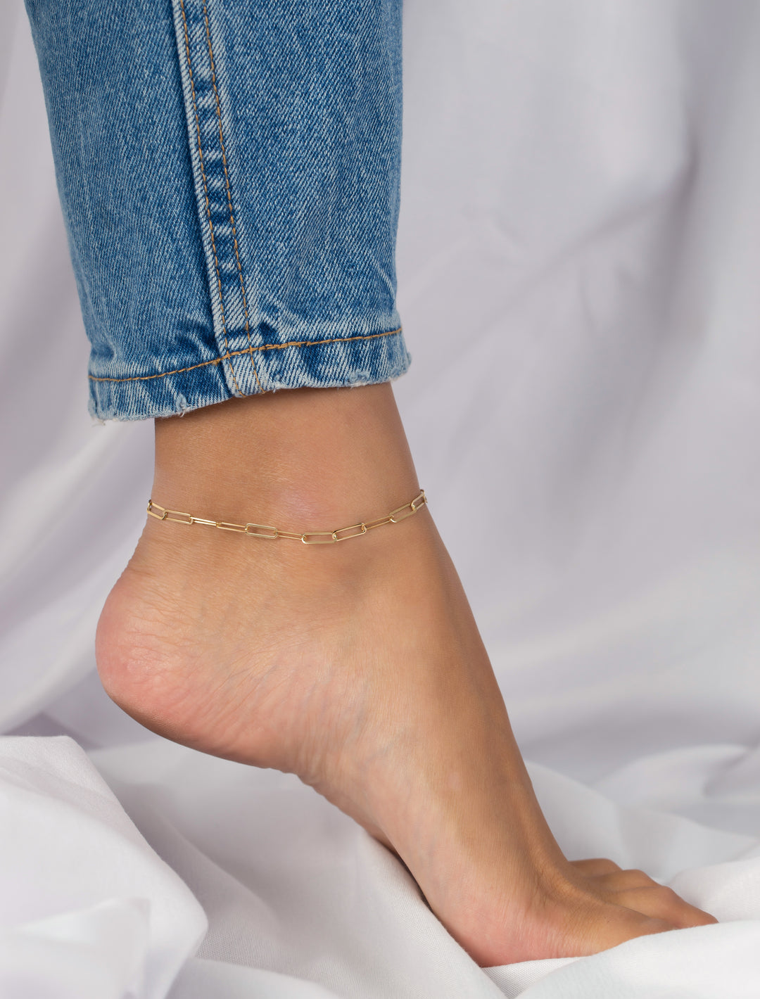 18K GOLD PAPER CLIP ANKLET