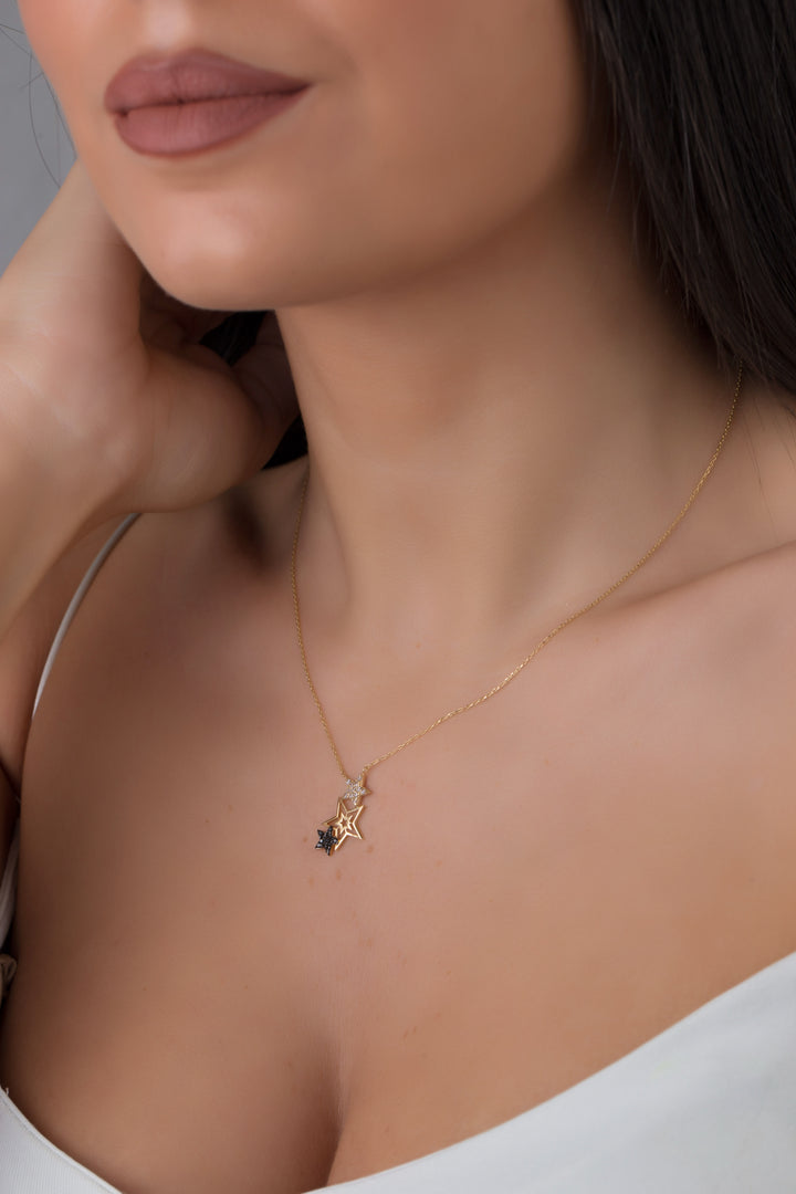 18K GOLD STARS CASCADE NECKLACE