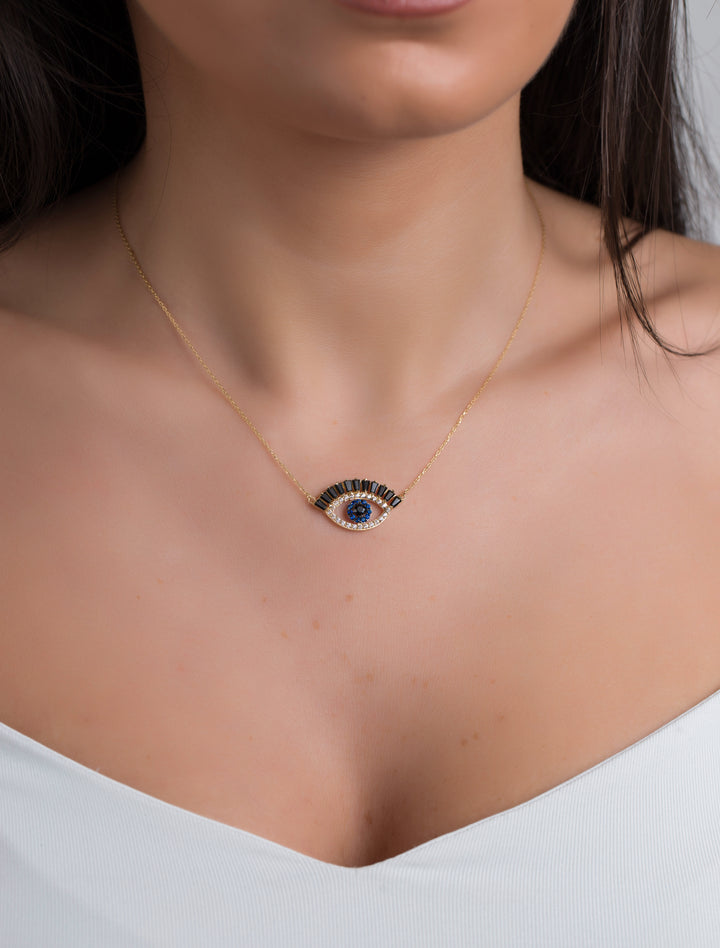 18K GOLD ENCRUSTED EVIL EYE NECKLACE