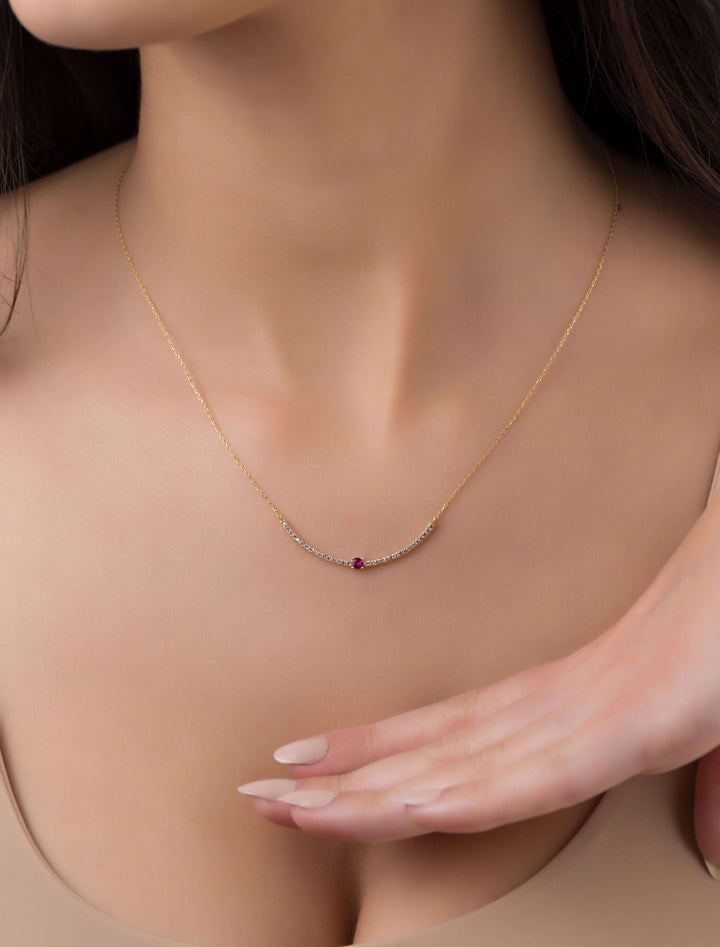 18K GOLD SIMPLICITY GEM NECKLACE