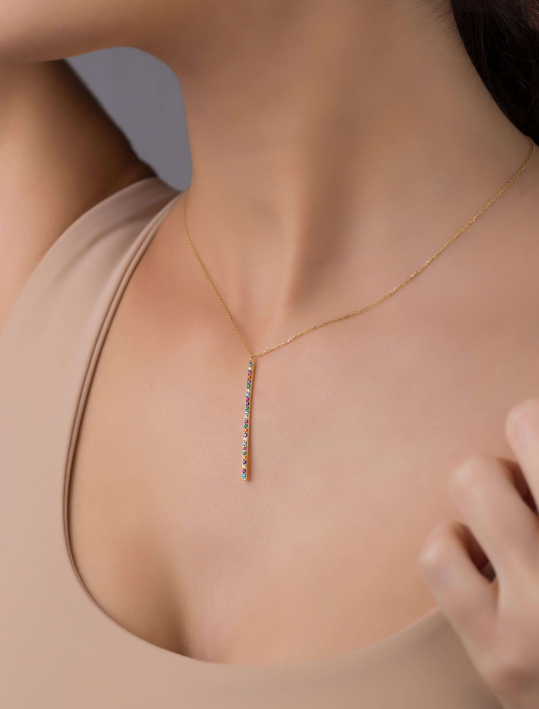 18K GOLD SPARKLY LINE NECKLACE