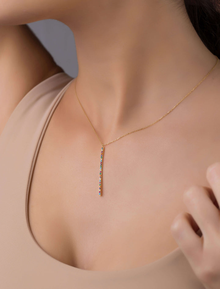 18K GOLD SPARKLY LINE NECKLACE