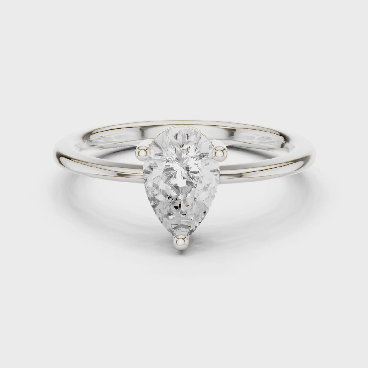 Pear lab-grown diamond solitaire engagement ring in white gold, 360 degree video