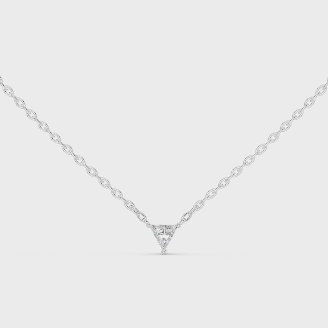 14k Gold Pendent with Lab 1ct Triangle Diamond with 18" Chain