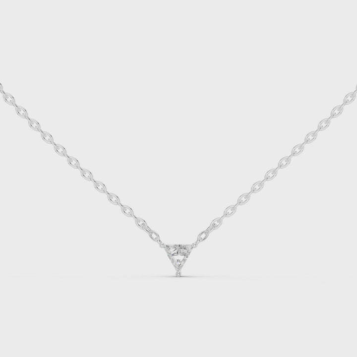 14k Gold Pendent with Lab 1ct Triangle Diamond with 18" Chain