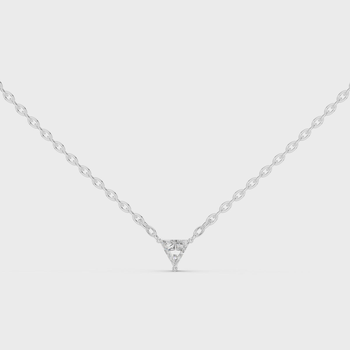 14k Gold Pendent with Lab 1ct Triangle Diamond with 18" Chain