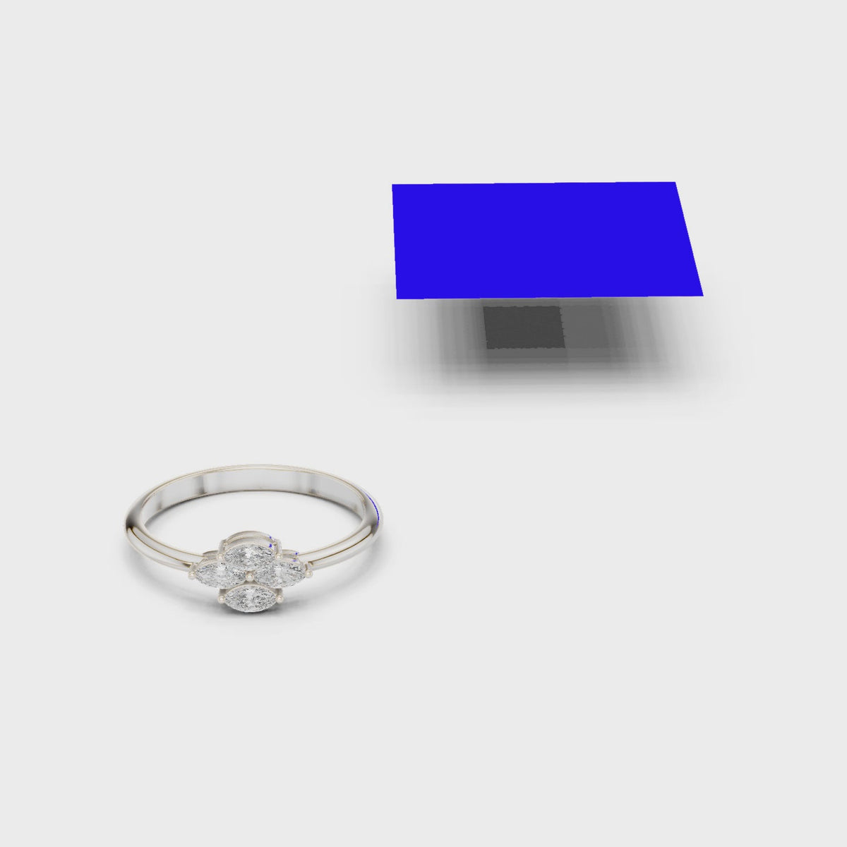 Marquise lab-grown diamond cluster ring in white gold, 360 degree video