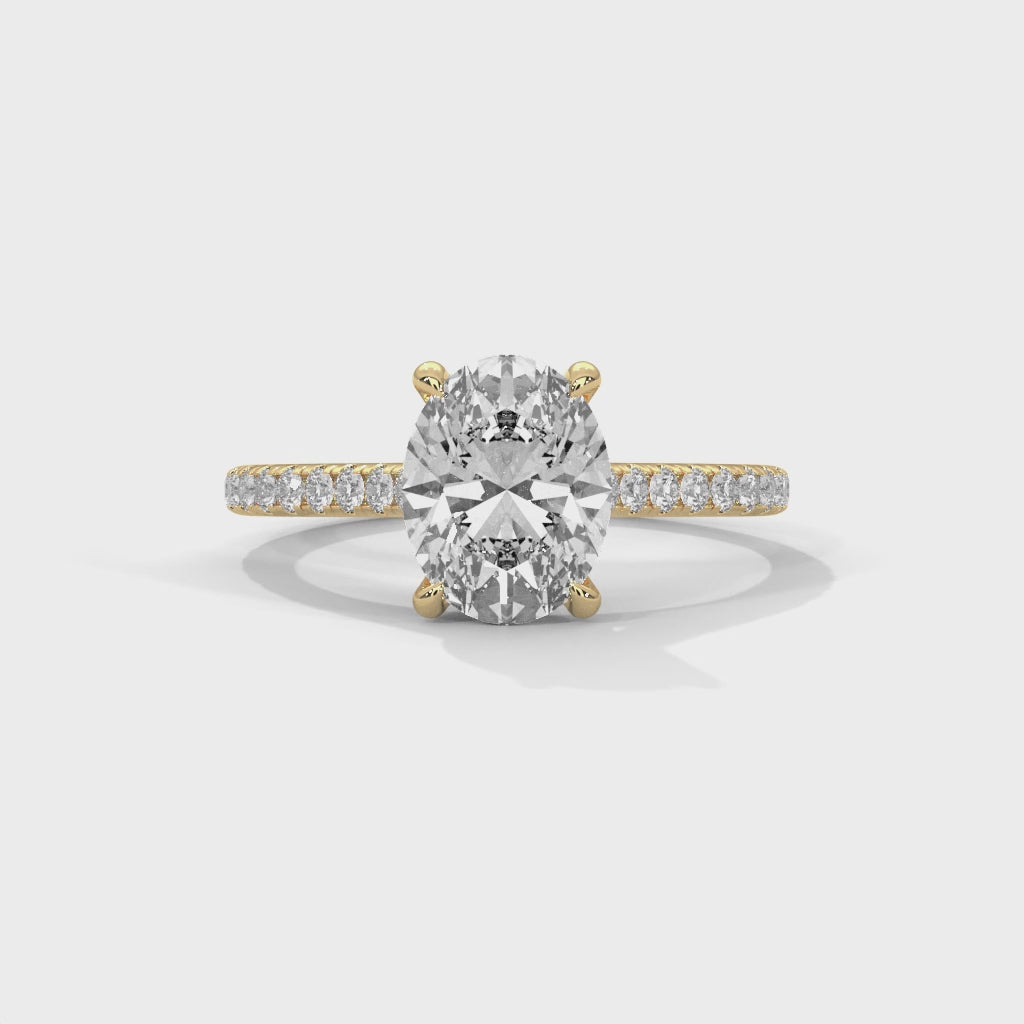 2ct Oval Lab Diamond Engagement Ring with a Pave setting