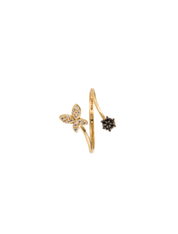 18K GOLD ADJUSTABLE BUTTERFLY SPARKLE RING