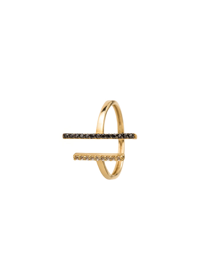 18K GOLD PARALLEL LINES RING