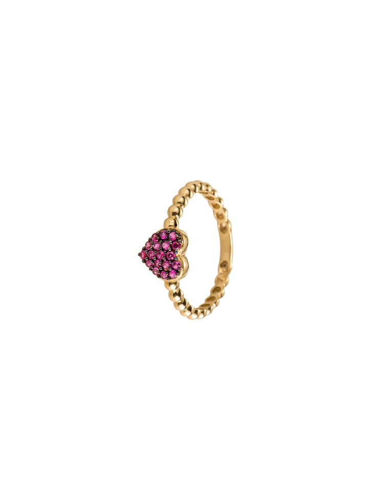 18K GOLD BUBBLY HEART RING