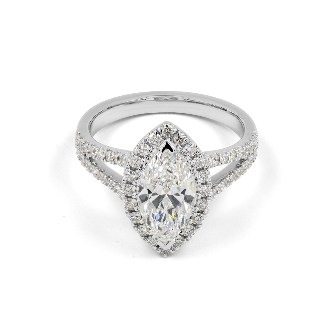 14K WHITE GOLDSplit Shank Ring