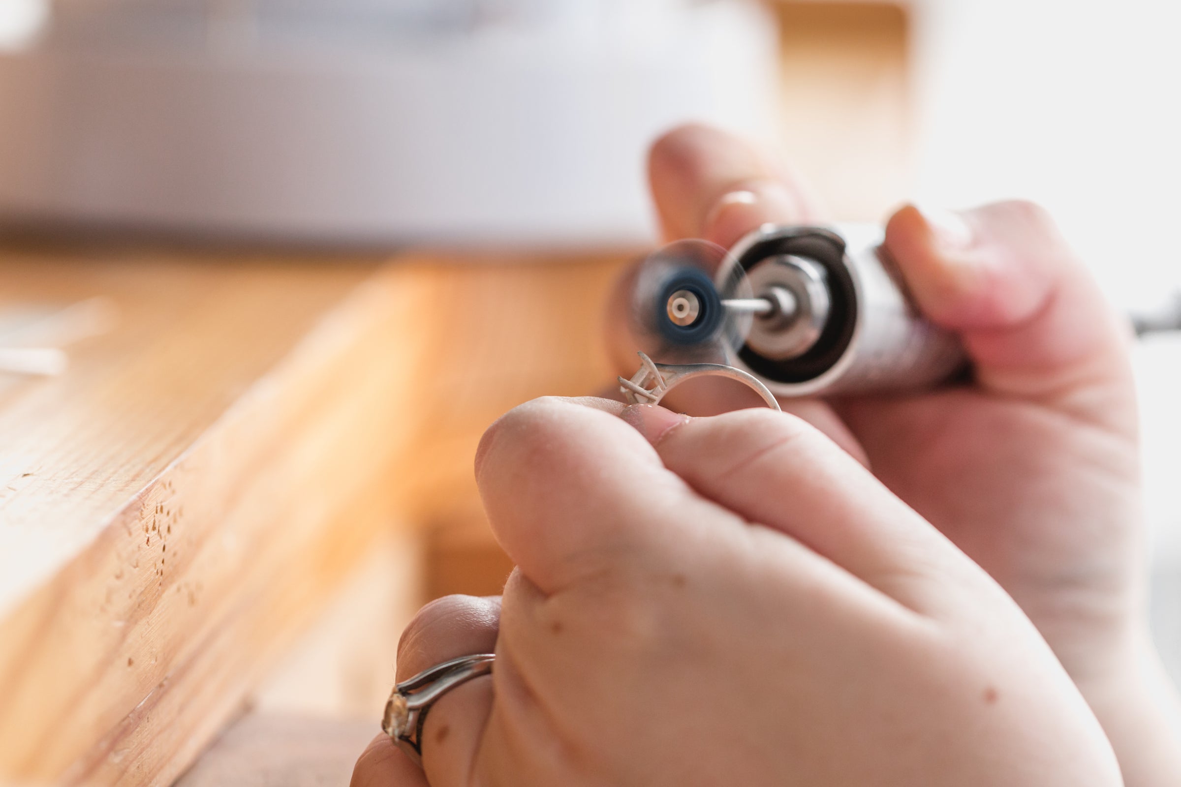 wedding ring buffing and reshaping